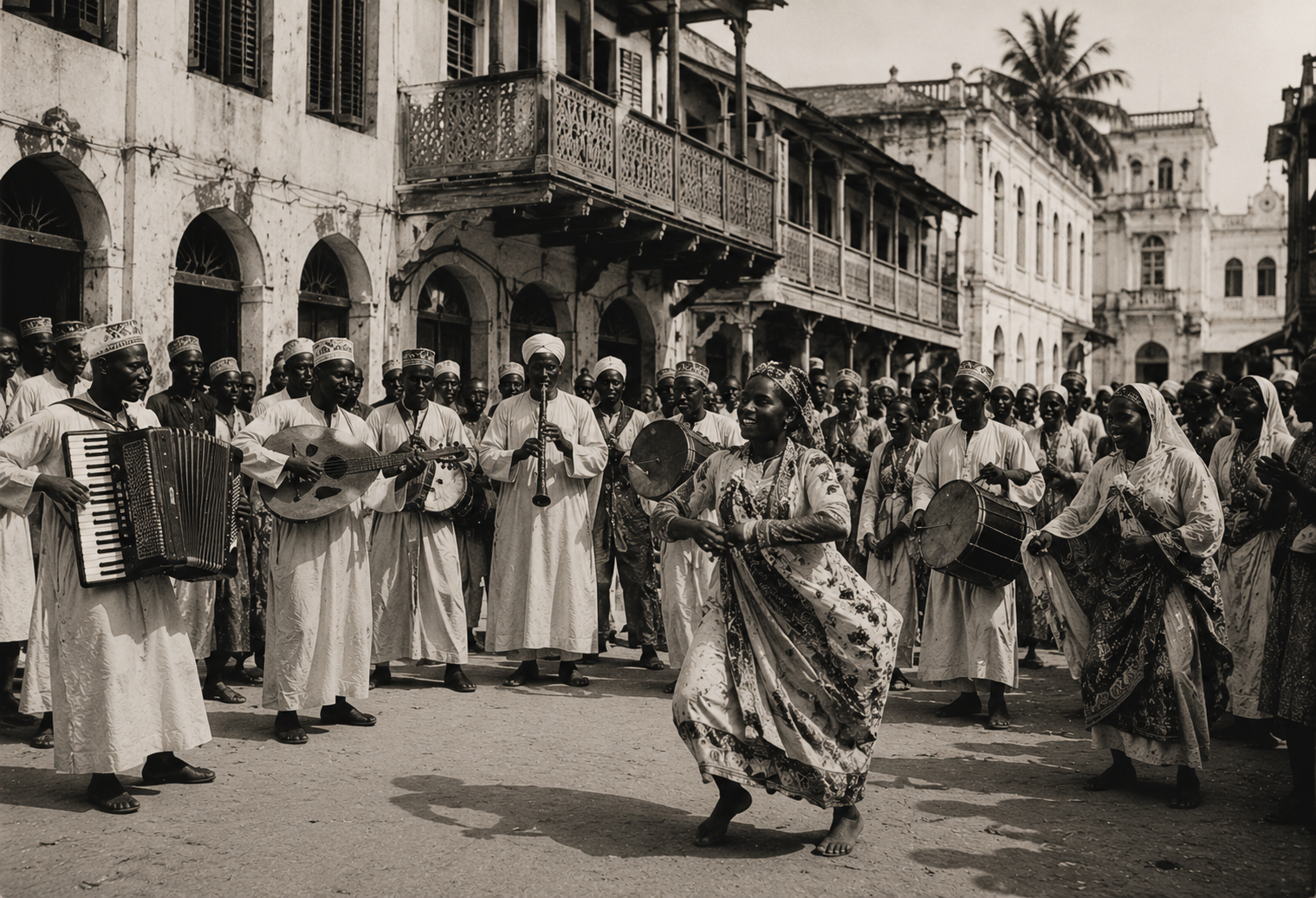 Historic-style Swahili coastal dance and music gathering
